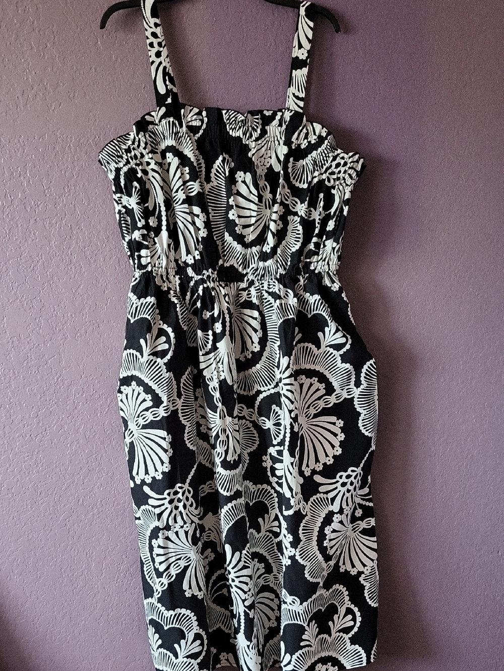 Banana Republic Black and White Floral Midi Dress